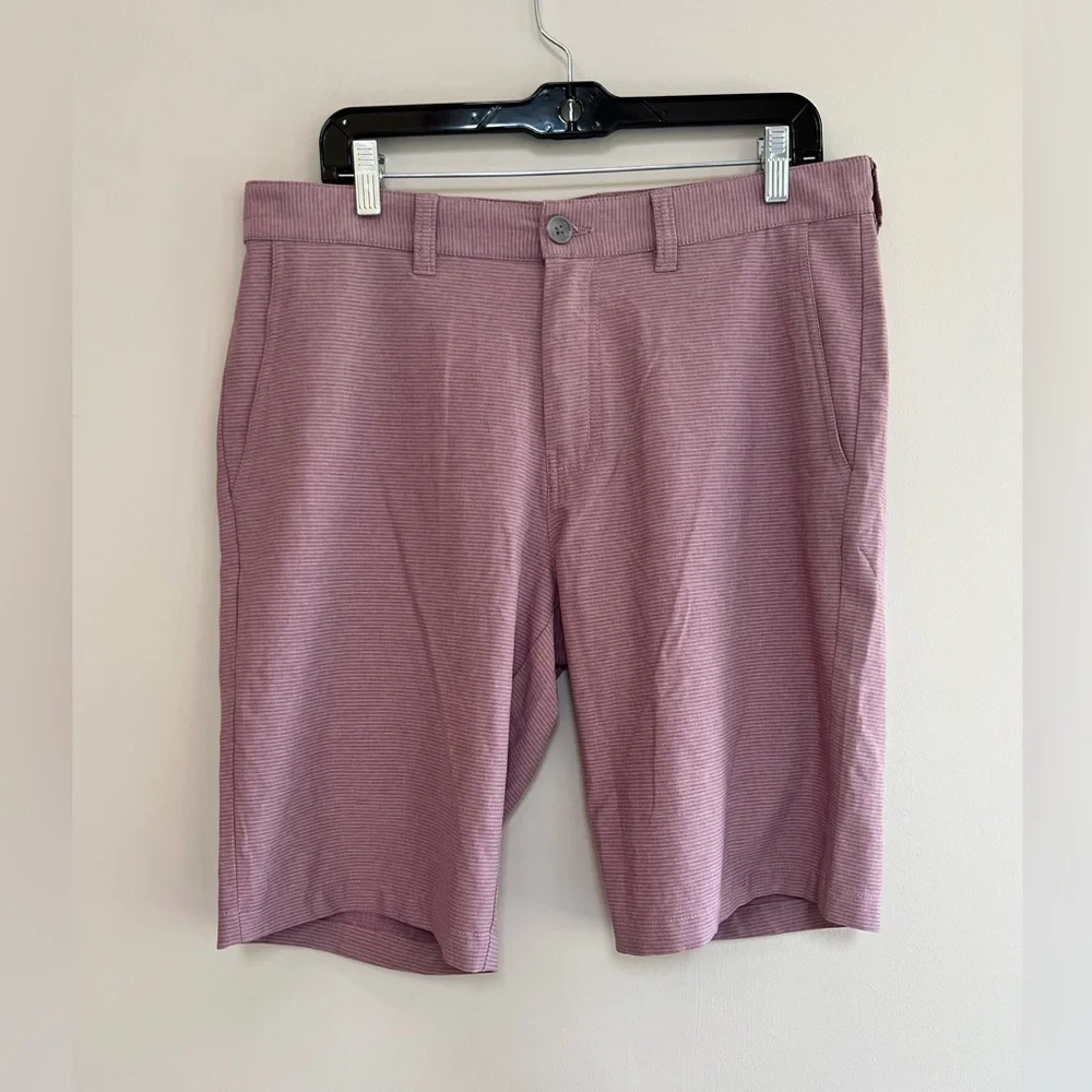 Travis Mathew Save the Day Striped Performance Golf Shorts, Grapeade Mauve, 34